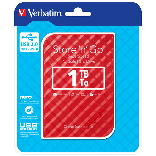 Ubs Portatile Store 'N' Go 1Tb Usb 3.0 Red (9.5Mm Drive