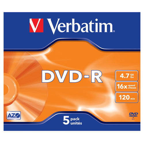 Scatola 5 Dvd-R Jewel Case 16X 4.7Gb 120Min. Serigrafato