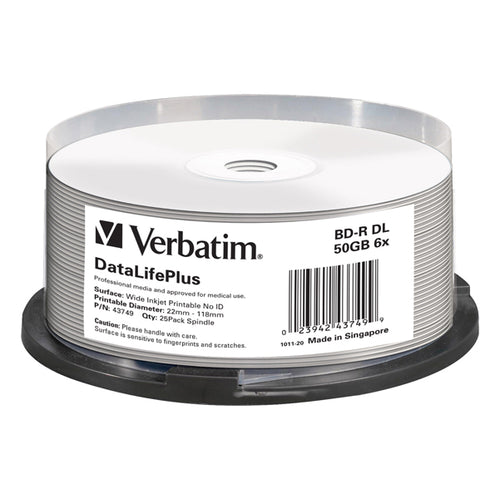 Scatola 25 Blu-Ray Bd-R 50Gb 6X Stampabile In Spindle