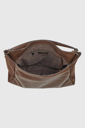 VERDE FASHION | Borsa a spalla hobo in ecopelle e camoscio