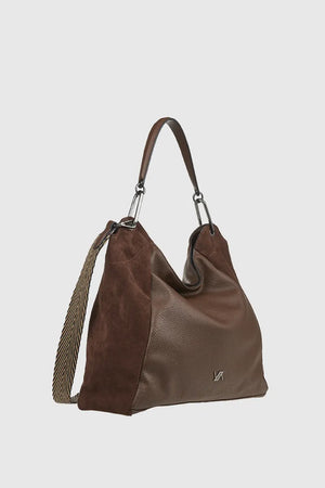 VERDE FASHION | Borsa a spalla hobo in ecopelle e camoscio