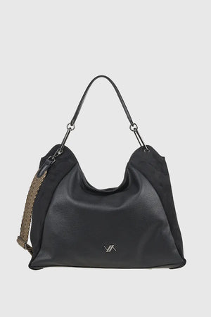 VERDE FASHION | Borsa a spalla hobo in ecopelle e camoscio