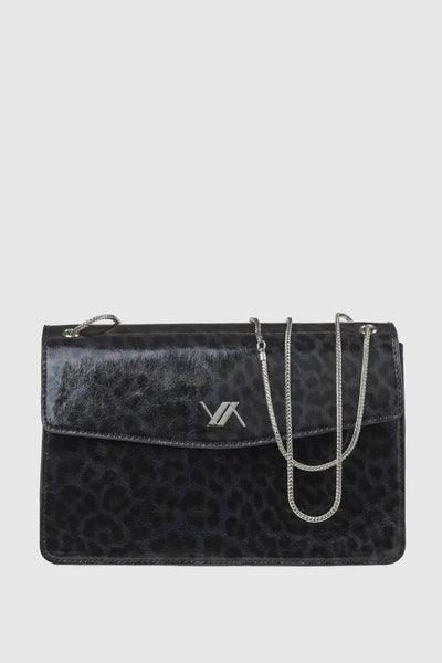 VERDE FASHION | Borsa con patta maculata in vernice