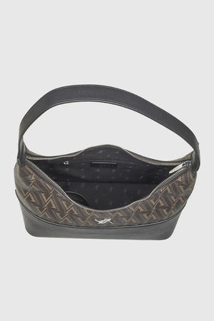 VERDE FASHION | Borsa a spalla mezzaluna con stampa logo