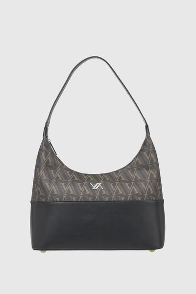 VERDE FASHION | Borsa a spalla mezzaluna con stampa logo