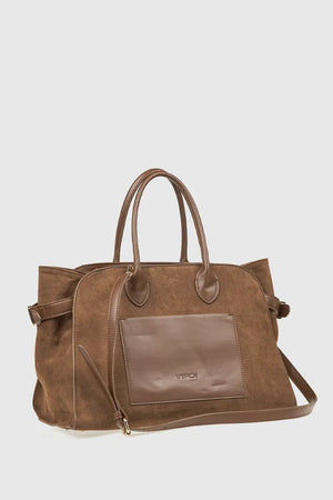 VERDE FASHION | Borsa tote in ecopelle e camoscio