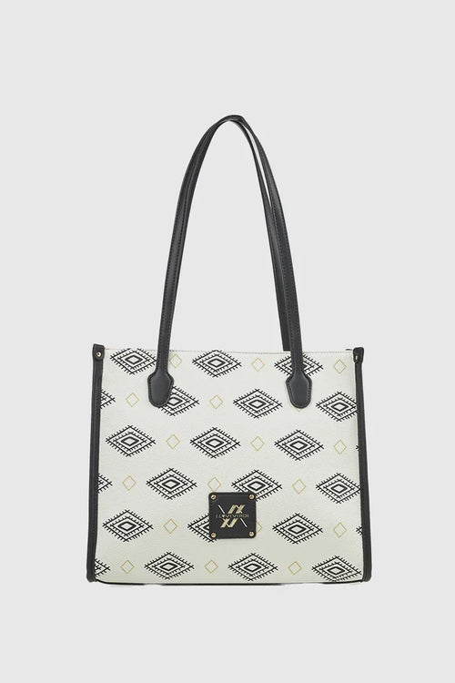 VERDE FASHION | Borsa shopper motivo geometrico