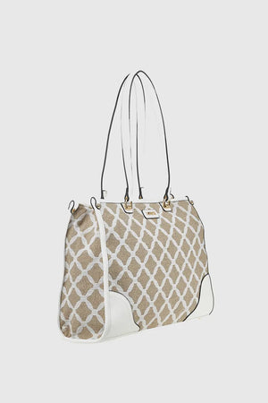 VERDE FASHION | Shopper in tessuto motivo rombi