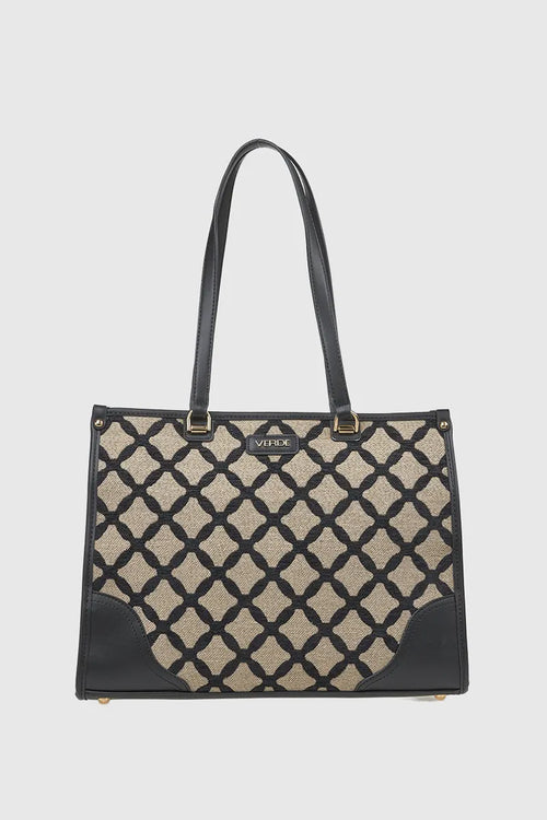 VERDE FASHION | Shopper in tessuto motivo rombi