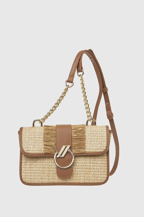 VERDE FASHION | Borsa in rafia a tracolla dettaglio frange