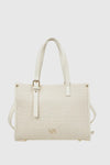 VERDE FASHION | Shopper in rafia ed ecopelle