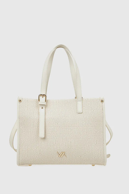 VERDE FASHION | Shopper in rafia ed ecopelle