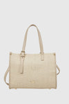 VERDE FASHION | Shopper in rafia ed ecopelle