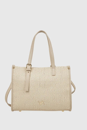 VERDE FASHION | Shopper in rafia ed ecopelle
