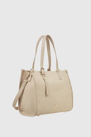 VERDE FASHION | Shopper in rafia ed ecopelle