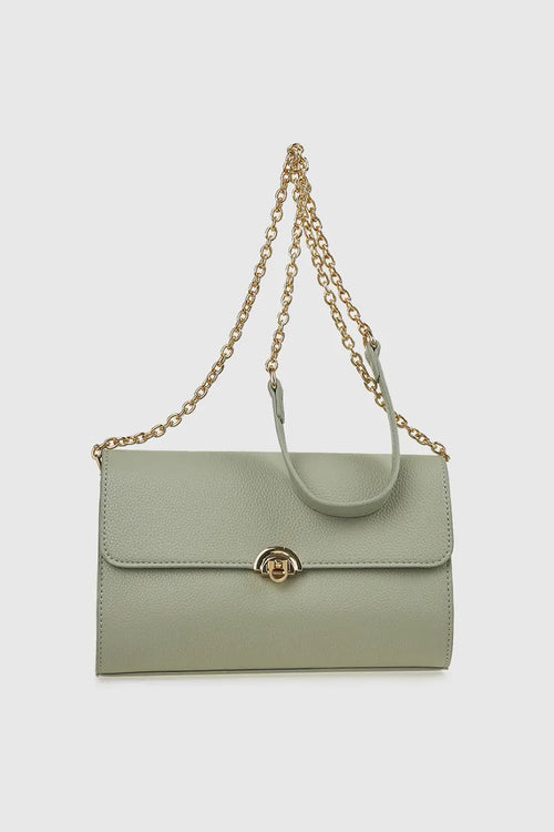 VERDE FASHION | Borsa a tracolla in ecopelle con patta