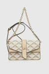 VERDE FASHION | Borsa a tracolla con patta motivo geometrico