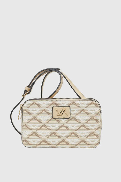 VERDE FASHION | Borsa a tracolla tre tasche motivo geometrico