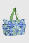 VERDE FASHION | Borsa mare in cotone fantasia maioliche