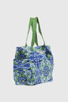 VERDE FASHION | Borsa mare in cotone fantasia maioliche
