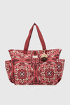 VERDE FASHION | Borsa mare in cotone fantasia maioliche