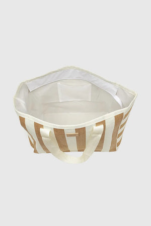 VERDE FASHION | Borsa mare in paglia a righe