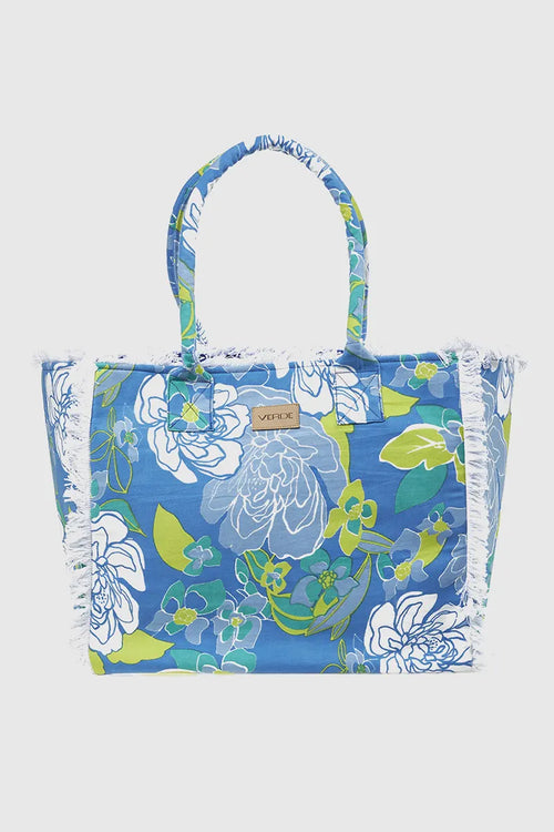 VERDE FASHION | Borsa mare in cotone fantasia fiori