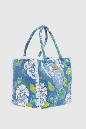 VERDE FASHION | Borsa mare in cotone fantasia fiori