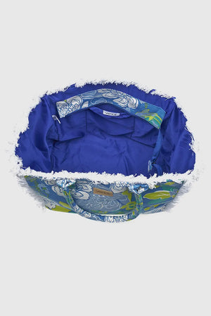 VERDE FASHION | Borsa mare in cotone fantasia fiori