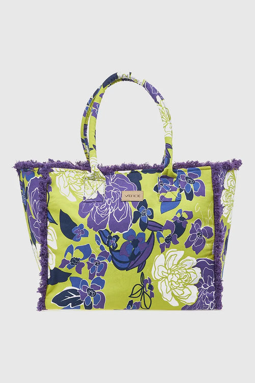 VERDE FASHION | Borsa mare in cotone fantasia fiori