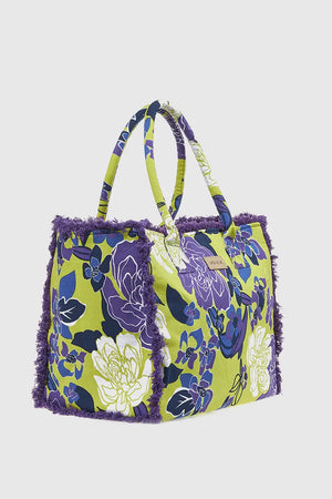 VERDE FASHION | Borsa mare in cotone fantasia fiori