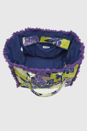 VERDE FASHION | Borsa mare in cotone fantasia fiori