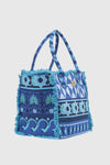 VERDE FASHION | Borsa mare in cotone fantasia geometrica