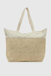 VERDE FASHION | Borsa mare in paglia e tessuto fantasia onde