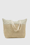 VERDE FASHION | Borsa mare in paglia e tessuto fantasia onde