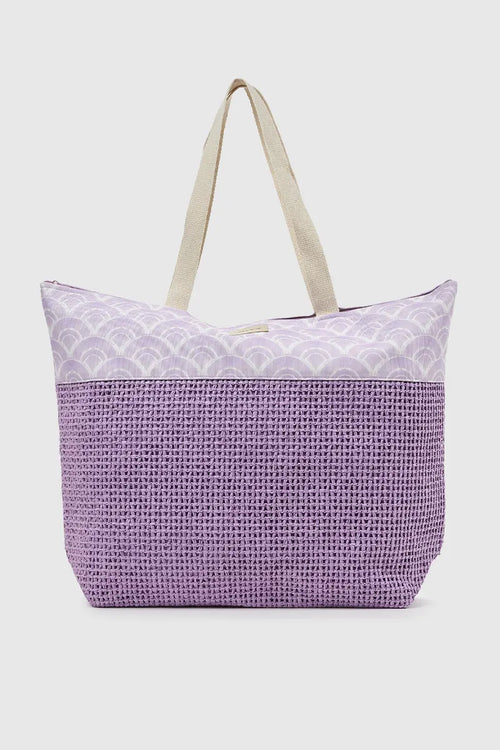 VERDE FASHION | Borsa mare in paglia e tessuto fantasia onde