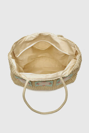 VERDE FASHION | Borsa mare in paglia con applicazioni