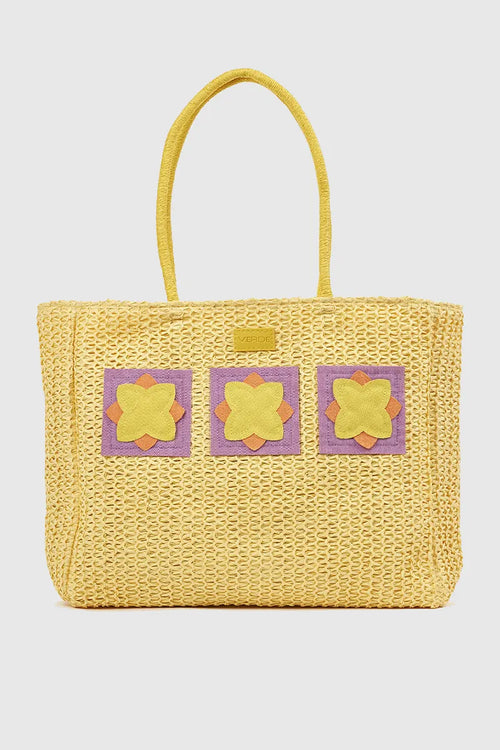 VERDE FASHION | Borsa mare in paglia con applicazioni