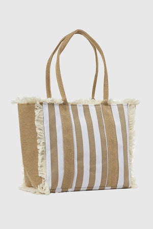 VERDE FASHION | Borsa mare in canvas a righe