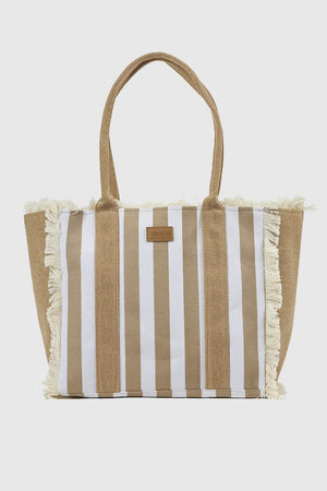 VERDE FASHION | Borsa mare in canvas a righe