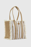 VERDE FASHION | Borsa mare in canvas a righe