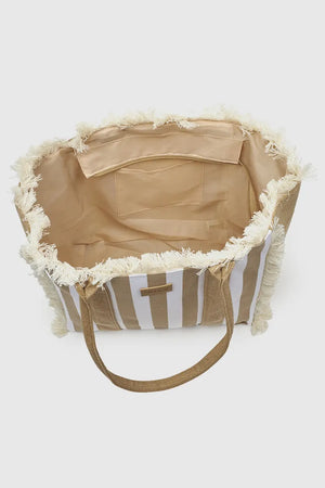 VERDE FASHION | Borsa mare in canvas a righe