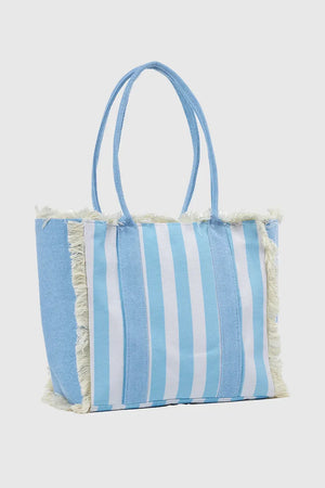 VERDE FASHION | Borsa mare in canvas a righe