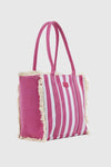 VERDE FASHION | Borsa mare in canvas a righe