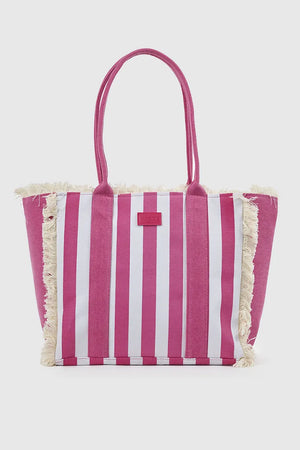 VERDE FASHION | Borsa mare in canvas a righe