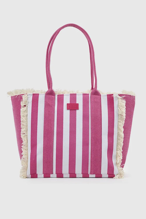 VERDE FASHION | Borsa mare in canvas a righe