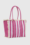 VERDE FASHION | Borsa mare in canvas a righe