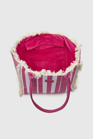 VERDE FASHION | Borsa mare in canvas a righe