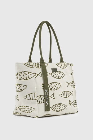 VERDE FASHION | Borsa mare in canvas fantasia