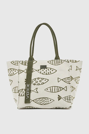 VERDE FASHION | Borsa mare in canvas fantasia